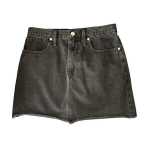 Madewell Rigid Denim A-Line Raw Hem Black Jean Skirt Size 29